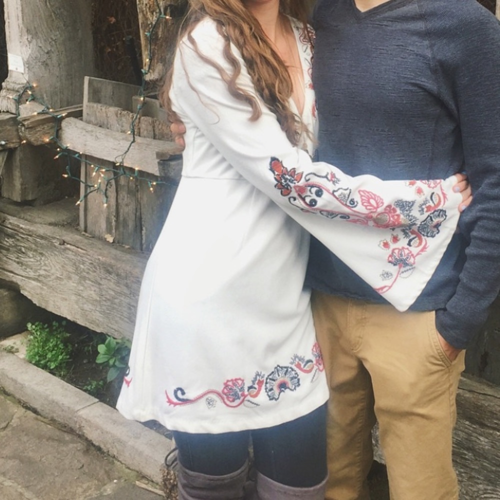 Embroidered White Dress